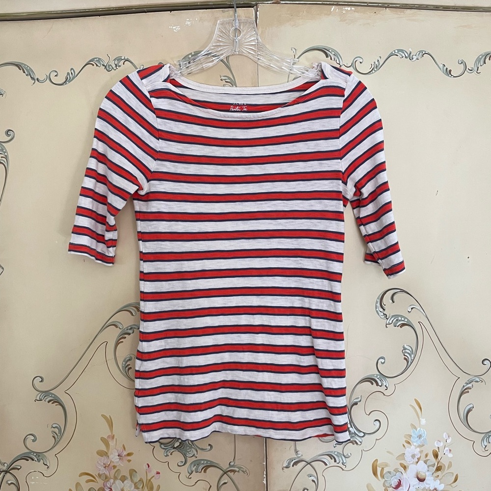 J. Crew Boat Striped Neck Painter Tee